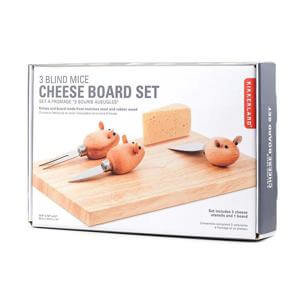 Kikkerland Cheese Board with Mouse Knives Set